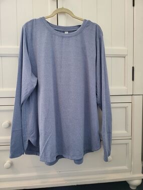 Marika Light Blue Long Sleeve Crewneck Tee 2X